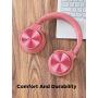 COWIN E7 PRO [Upgraded] Active Noise Cancelling Headphones Bluetooth Headphones with Microphone/Deep Bass Wireless Headphones Over Ear, 30 Hours Playtime for Travel/Work, Pink