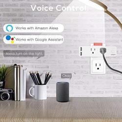 JUOYOU 2PCS Smart Plug with USB Fast Charging Ports,Works with Alexa Google Home Tuya,Voice & App Remote Control, Schedule and Timer Function,Mini WiFi Outlet Wireless Plug 16A Max