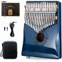 Moozica 17 Keys EQ Kalimba Thumb Piano, Professional Electric Kalimba with Built-in Pickup and High Performance Hard Case(Mahogany EQ, Piano Lacquer Finishing)