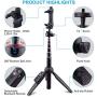 Selfie Stick Tripod Bluetooth, LATZZ 40 Inch Extendable Phone Tripod Monopod with Wireless Remote Shutter and Tripod Stand Compatible iPhone 11 Pro/Xs MAX/XR/X/8/8P/7/7P/Galaxy Note 8/S10/S9+/S9, More