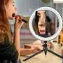 Ring Light, OUTAD 10.2" LED Selfie Ring Light with Tripod Stand & Phone Holder, Bluetooth Remote Shutter Desk Ring Light for iPhone/Android, 10 Brightness Level & 3 Light Modes, for Live Stream/Makeup
