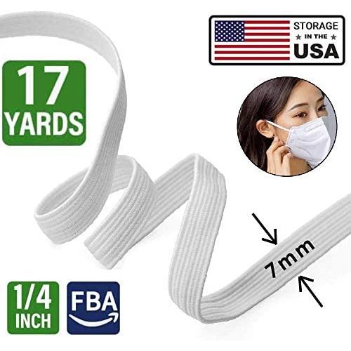 Elastic Bands for Sewing 1/4 Inch Elastic String Cord, Heavy Stretch Kint Elastic for Sewing, Crafts Elastic Rope for DIY Sewing Craft (White, 17 Yards)