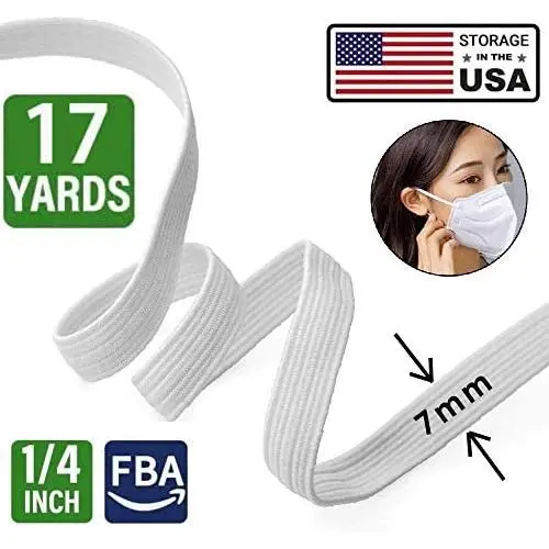 Elastic Bands for Sewing 1/4 Inch Elastic String Cord, Heavy Stretch Kint Elastic for Sewing, Crafts Elastic Rope for DIY Sewing Craft (White, 17 Yards) Elastic Bands for Sewing 1/4 Inch Elastic String Cord, Heavy Stretch Kint Elastic for Sewing, Crafts Elastic Rope for DIY Sewing Craft (White, 17 Yards)