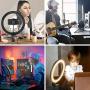LED Ring Light 10” with Stand and Phone Holder, Selfie Ring Light with 3 Light Modes and 10 Brightness Level for Live Stream, Makeup, Photography, Youtuber, Vlogging, TikTok (10”/26CM)