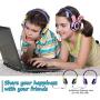 SIMOLIO Kids Headphones with 94dB,85dB,75dB Volume Limited & Share Jack, Headphones for Girls with Mic, Durable Children Headphones with Safe Volume, On-Ear Kids Headsets for Gift/School/Plane (Pink)