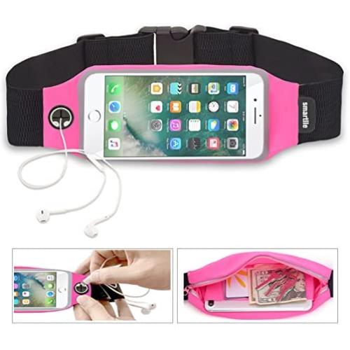 smartlle Fanny Pack, Running Belt, Waist Bag/Holder for Women & Men for iPhone Xs Max, XR, XS/X, 8/7/6s Plus, 6/SE, Samsung Galaxy S10/S9/S8 +/ Note 9/8, Moto, LG, Pixel. Gym Workout Fitness Gear Pink