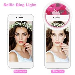 HHSUC Selfie Ring Light Clip-on Selfie Fill Light [USB Rechargable] 3 Levels of Brightness,with 36 LED Cell Phone Ring Light for Android/iPad/Smart Phone Photography, Camera Video, Girl Makes Up