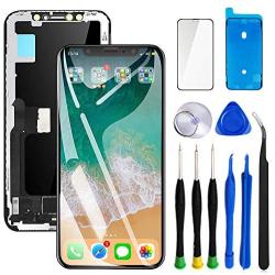 Keytas Compatible with iPhone X Screen Replacement Kit 5.8 Inch OLED for iPhone X 3D Display Touch Screen Digitizer Full Assembly with Tools Kit+ Screen Tempered Protector+ Waterproof Frame Adhesive