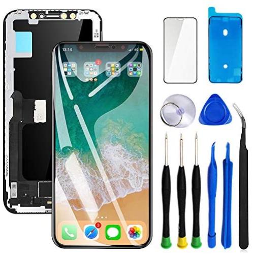 Keytas Compatible with iPhone X Screen Replacement Kit 5.8 Inch OLED for iPhone X 3D Display Touch Screen Digitizer Full Assembly with Tools Kit+ Screen Tempered Protector+ Waterproof Frame Adhesive
