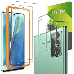 [4 Pack] UniqueMe 2 Pack Camera Lens Protector for Samsung Galaxy Note 20 Tempered Glass + 2 Pack Screen Protector for Samsung Galaxy Note 20 [Easy Frame Installation] [Touch Sensitive] [Case Friendly]