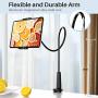Tryone Gooseneck Tablet Stand, Tablet Mount Holder for iPad iPhone Series/Nintendo Switch/Samsung Galaxy Tabs/Amazon Kindle Fire HD and More, 30in Overall Length(Black)