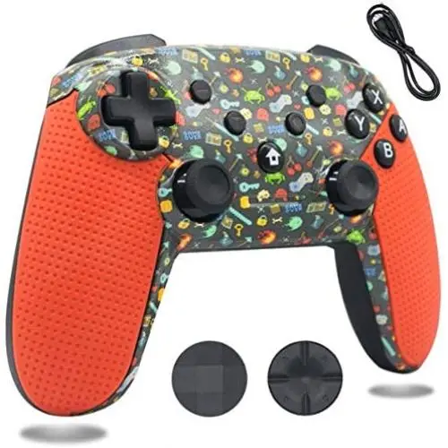 BRHE Switch Pro Controller Wireless Bluetooth Remote Dual Shock Gamepad Compatible for Nintendo Switch/Switch Lite / PS3 / Windows PC/Android（Orange）