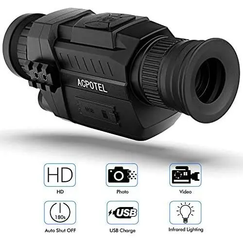ACPOTEL Night Vision Monocular, 5 x 35 Digital Night Vision HD Scopes with Rechargeable/Take Photo/Video Recording/Playback Function for Outdoor/Surveillance/Security/Hunting/Hiking ACPOTEL Night Vision Monocular, 5 x 35 Digital Night Vision HD Scopes with Rechargeable/Take Photo/Video Recording/Playback Function for Outdoor/Surveillance/Security/Hunting/Hiking