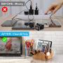 Bamboo Charging Station Organizer for Multiple Devices, Desktop Docking Stations Holder for Cell Phone, Tablet, iWatch, Airpod Charge Stand (Included Watch & Airpod Stand, 5 Cable) (➤No USB Charger)
