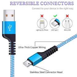 USB C Cable Phone Charger 3Pack 6ft Braided Fast USB Type C Charging Cord for Samsung Galaxy S20 S10 S10e S9 S8,Note 10 9 8,LG Stylo V30 V20 G5 G6,Nexus 6P 5X, Moto X4 Z3,Google Pixel 3a XL