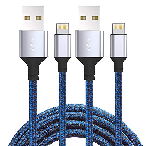 iPhone Charger, Moallia 2 Pack 6FT Extra Long Nylon Braided Fast Charging & Syncing Lightning Cable to USB - A Cable Compatible with Phone Xs/MAX/XR/X/8/8 Plus/7 Plus/6/6 Plus, iPad & More