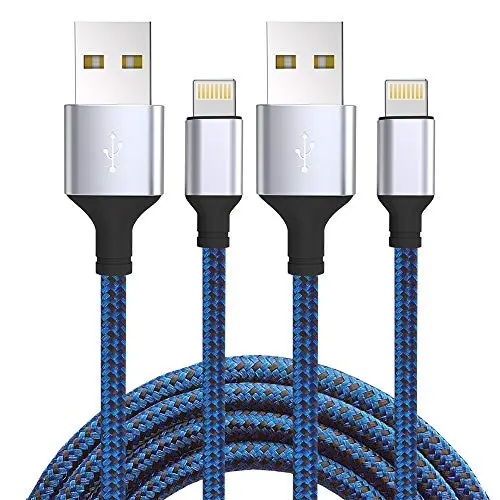 iPhone Charger, Moallia 2 Pack 6FT Extra Long Nylon Braided Fast Charging & Syncing Lightning Cable to USB - A Cable Compatible with Phone Xs/MAX/XR/X/8/8 Plus/7 Plus/6/6 Plus, iPad & More
