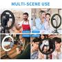 10 LED Ring Light with Tripod Stand, Bluetooth Remote & Phone Holder, AIDISITE Dimmable Ring Light Kit with 3 Colors for YouTube Video Shooting, Makeup, Selfie, Photography, Live Streaming