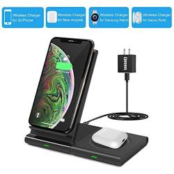 Dual Wireless Charger,COSOOS Qi Certified Wireless Charging Stand Pad for iPhone SE 2020/11 Pro Max/Xs/Xr/X/8 Plus, Airpods Pro, Samsung Galaxy S10/S9/S8,Samsung Watch,Galaxy Buds(with QC 3.0 Adapter)