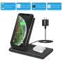 Dual Wireless Charger, COSOOS Double Qi Fast Charging Pad for Multiple Devices Compatible with iPhone 11/11Pro/11Pro Max/X/XS/XR/8, Galaxy S20/S10/Note 10, Airpod Pro, Galaxy Buds +(No AC Adapter)
