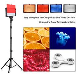 Emart LED Video Light 11 Brightness/4 Color Filters Dimmable Photography Continuous Table Top Lighting, Adjustable Tripod Stand, USB Portable Fill Light for Photo Studio Shooting