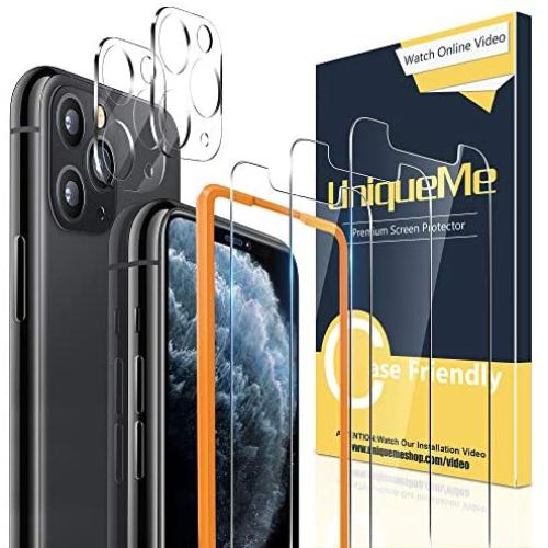 [2+3 Pack] UniqueMe Camera Lens Protector and Screen Protector for iPhone 11 Pro Max 6.5" Tempered Glass HD Clarity Bubble Free Easy Installation