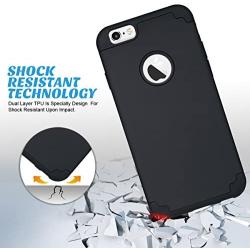 ULAK iPhone 6 Case Black, iPhone 6S Case, Slim Fit Dual Layer Soft Silicone & Hard Back Cover Bumper Protective Shock-Absorption & Skid-Proof Anti-Scratch Case for Apple iPhone 6/6S 4.7 inch-Black