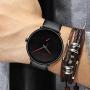 Mens Watches Ultra-Thin Minimalist Waterproof-Fashion Wrist Watch for Men Unisex Dress with Leather Band