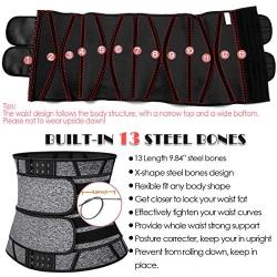 Vaslanda Men & Women 13 Bones Neoprene Waist Trainer Corset Waist Trimmer Belt Compression Fat Burining Girdle for Weight Loss