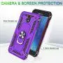 Jshru Galaxy J7 2018/J7 Aero/J7 Top/J7 Crown/J7 Aura/J7 Refine/J7 Eon Case with Tempered Glass Screen Protector [2Pack], Military Grade Ring Car Mount Kickstand Phone Case for Samsung J7 Star Purple