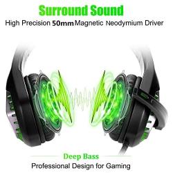 Butfulake GH1 Stereo Gaming Headset with mic & Splitter Cable for PUBG Over Ear Headphone Noise Isolation mic, Surround Sound, Compatible with PS4, Xbox one S/X, Switch, PC, Skype (Mint Green)