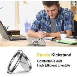 Humixx Phone Ring Holder, Stainless Steel Cell Phone Finger Stand, 360° Rotation Thin Universal Kickstand, Magnetic Car Mount for iPhone 11/11 Pro/11 Max/XR/XS Max, Samsung S10, Huawei P30 - Silver