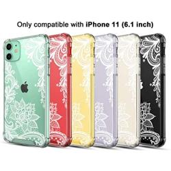 Cutebe Case for iPhone 11, Shockproof Series Hard PC+ TPU Bumper Protective Case for Apple iPhone 11 6.1 Inch Crystal Lace Design(White)
