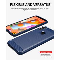 Galaxy A11 case,Samsung A11 case,with HD Screen Protector,MAIKEZI Soft TPU Slim Fashion Non-Slip Protective Phone Case Cover for Samsung Galaxy A11(Navy Brushed TPU)