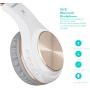 Bluetooth Headphones, Riwbox XBT-80 Folding Stereo Wireless Bluetooth Headphones Over Ear with Microphone and Volume Control, Wireless and Wired Headset for PC/Cell Phones/TV/ipad (White Gold)