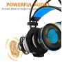 PS4 Gaming Headset KingTop Xbox One LED Lighting Computer Headphone with Mic Stereo Bass for PlayStation4 Xbox One PC Tablet Laptop Mobile Phones Smartphones