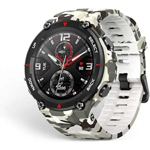 Amazfit T-Rex Smartwatch with12 Military Certifications,20-Day Battery Life,Tough Body,1.3 AMOLED Display,5 ATM Water-Resistant,14 Sports Modes, Camo Green, Model Number: Nandos_Store Amazfit T-Rex Smartwatch with12 Military Certifications,20-Day Battery Life,Tough Body,1.3 AMOLED Display,5 ATM Water-Resistant,14 Sports Modes, Camo Green, Model Number: Nandos_Store