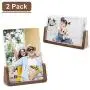 MEKO Picture Frame 5x7 Inch Wood Rustic Photo Frame Made of Walnut Wood Base and High Definition Break Free Acrylic Covers for Tabletop or Desktop Display - 2 Pack (Horizontal + Vertical)
