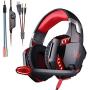 KOTION Each Gaming Headset for PS4,PC,Xbox One,Professional Noise Lsolation, Over Ear Headphones with Mic,LED Light,Bass Surround,Soft Memory Earmuffs,Gaming Headphones-RED(Adapter Not Included)