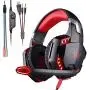 KOTION Each Gaming Headset for PS4,PC,Xbox One,Professional Noise Lsolation, Over Ear Headphones with Mic,LED Light,Bass Surround,Soft Memory Earmuffs,Gaming Headphones-RED(Adapter Not Included)