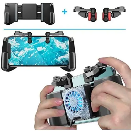 Mobile Game Controller + Active Cooling Fan Phone Radiator Grip, Compatible with iPhone/Android Phone, for PUBGG/Fortnitee/Call of Duty Mobile Games, Cooler Gaming Case Triggers L1R1 Buttons Mobile Game Controller + Active Cooling Fan Phone Radiator Grip, Compatible with iPhone/Android Phone, for PUBGG/Fortnitee/Call of Duty Mobile Games, Cooler Gaming Case Triggers L1R1 Buttons