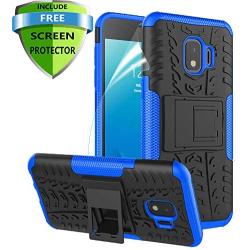 RioGree Phone Case for Samsung Galaxy J2 / Core / J2 Dash /J2 Pure Case, Heavy Duty Cell Phone Shockproof with Kickstand Cover Skin TPU, Blue