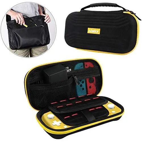 Carry Case for Nintendo Switch Lite, Hard Shell Case Compact with Original Nintendo AC Adapter, 18 Games and 4 SD Cards, Zipper Pouch for Switch Joy-con & Accessories (Black/Yellow) Carry Case for Nintendo Switch Lite, Hard Shell Case Compact with Original Nintendo AC Adapter, 18 Games and 4 SD Cards, Zipper Pouch for Switch Joy-con & Accessories (Black/Yellow)