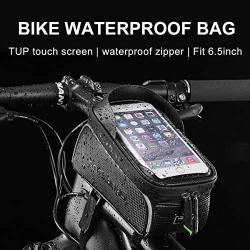 Bike Phone Front Frame Bag Bicycle Bag Waterproof Bike Phone Mount Top Tube Bag Bike Phone Case Holder Accessories Cycling Pouch Compatible with iPhone 11 XS Max XR Below 6.5”