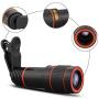 Apexel 4 in 1 12x Zoom Telephoto Lens + Fisheye + Wide Angle + Macro Lens with Phone Holder + Tripod for iPhone 11/XS Max/XR/ XS/X 8 7 Plus, Samsung, OnePlus, Huawei and More Phones