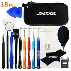 Johncase 18 Pcs Professional Precision Cell Phone Electronics Repair Tool Kit,Magnetic Screwdriver Driver Set W/Portable Case for Fix Mobile Devices,iPhone, iPad,Watch,Glasses,Tablet