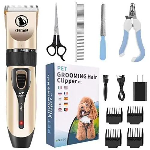 Ceenwes Cordless Pet Grooming Clippers Professional Pet Hair Clippers Detachable Blade with 4 Comb Guides for Small Medium & Large Dogs Cats and Other House Animals Pet Grooming Kit Ceenwes Cordless Pet Grooming Clippers Professional Pet Hair Clippers Detachable Blade with 4 Comb Guides for Small Medium & Large Dogs Cats and Other House Animals Pet Grooming Kit
