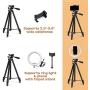 10.2” Selfie Ring Light, Aureday 50” Extendable Tripod Stand with Phone Holder for Makeup & YouTube Live Stream, Dimmable LED Lightning with Remote, Compatible with iPhone & Android Phone