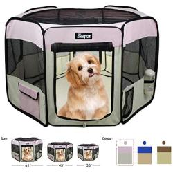 JESPET Pet Dog Playpens 36", 45" & 61" Portable Soft Dog Exercise Pen Kennel with Carry Bag for Puppy Cats Kittens Rabbits, Indoor/Outdoor Use