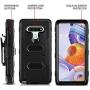 RioGree Phone Case for LG Stylo 6 with Belt Clip Screen Protector Kickstand Heavy Duty Durable for Women Men Girls Boys - Black